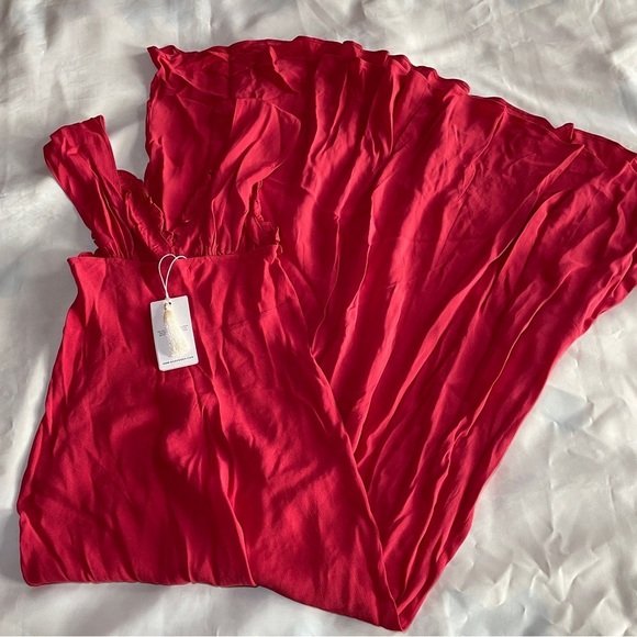 NEW! Doen- Amoretta Maxi Dress Tigerlily Red Size XXS Ruffle Cutout Summer - Picture 6 of 11